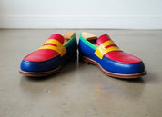 Handmade Men Multi Color Leather Dress Shoes, Slip on Loafer Shoes - angle-view-showing-depth