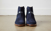 Handmade Men Navy Blue Jodhpurs Boot, Side Zipper Ankle Boot, Mens Boot - front-view
