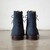 Handmade Men Navy blue Suede ankle zipper boots, ankle high boot - back-view