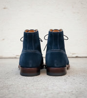 Handmade Men Navy Blue Suede Lace Up Ankle High Boots, Blue Suede Boots - back-view