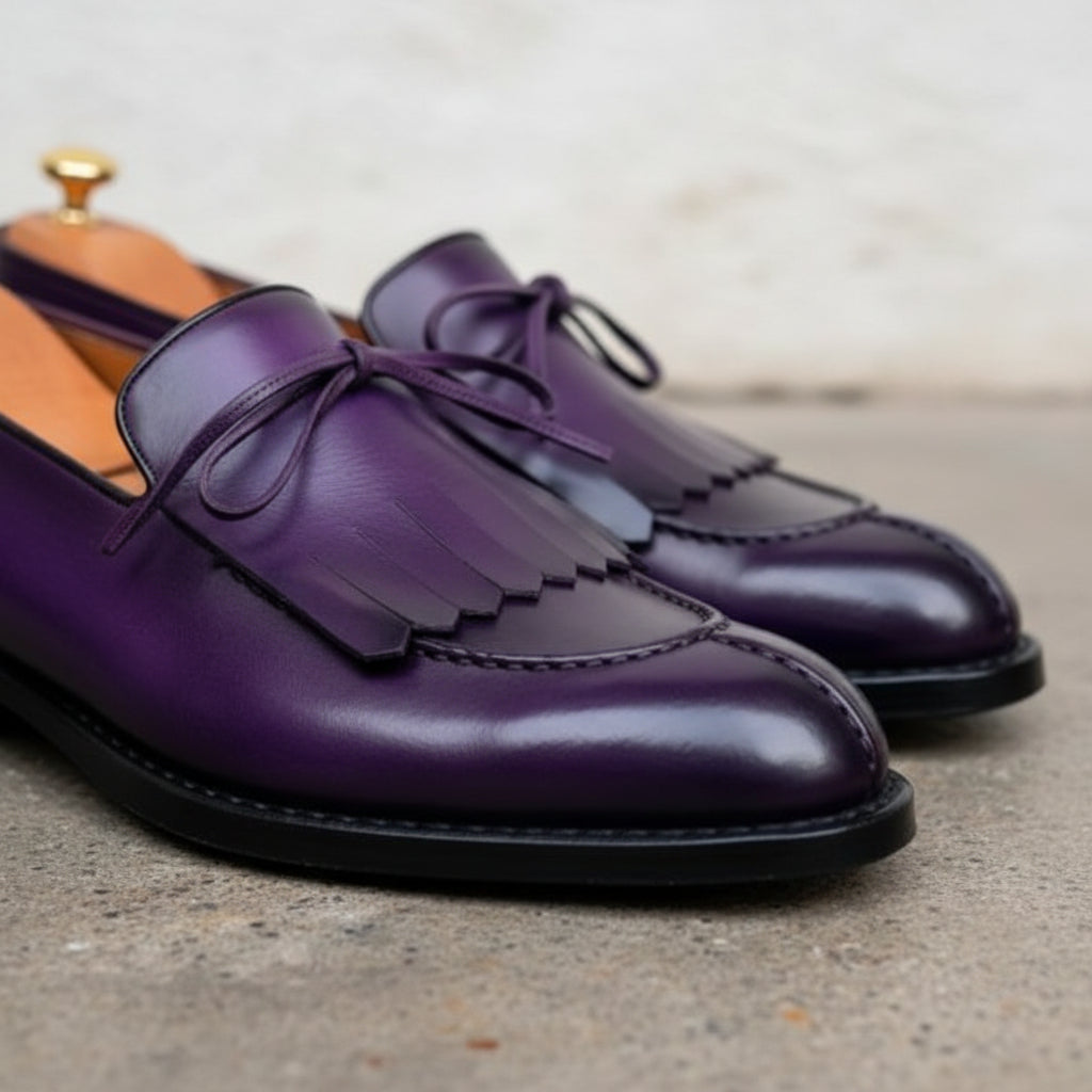 mens purple dress loafers Leather Men's Purple Penny Loafers