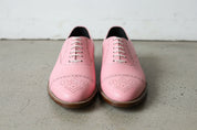 Handmade Men Pink Oxford shoes, Men Pink leather dress shoes, Party shoes - front-view