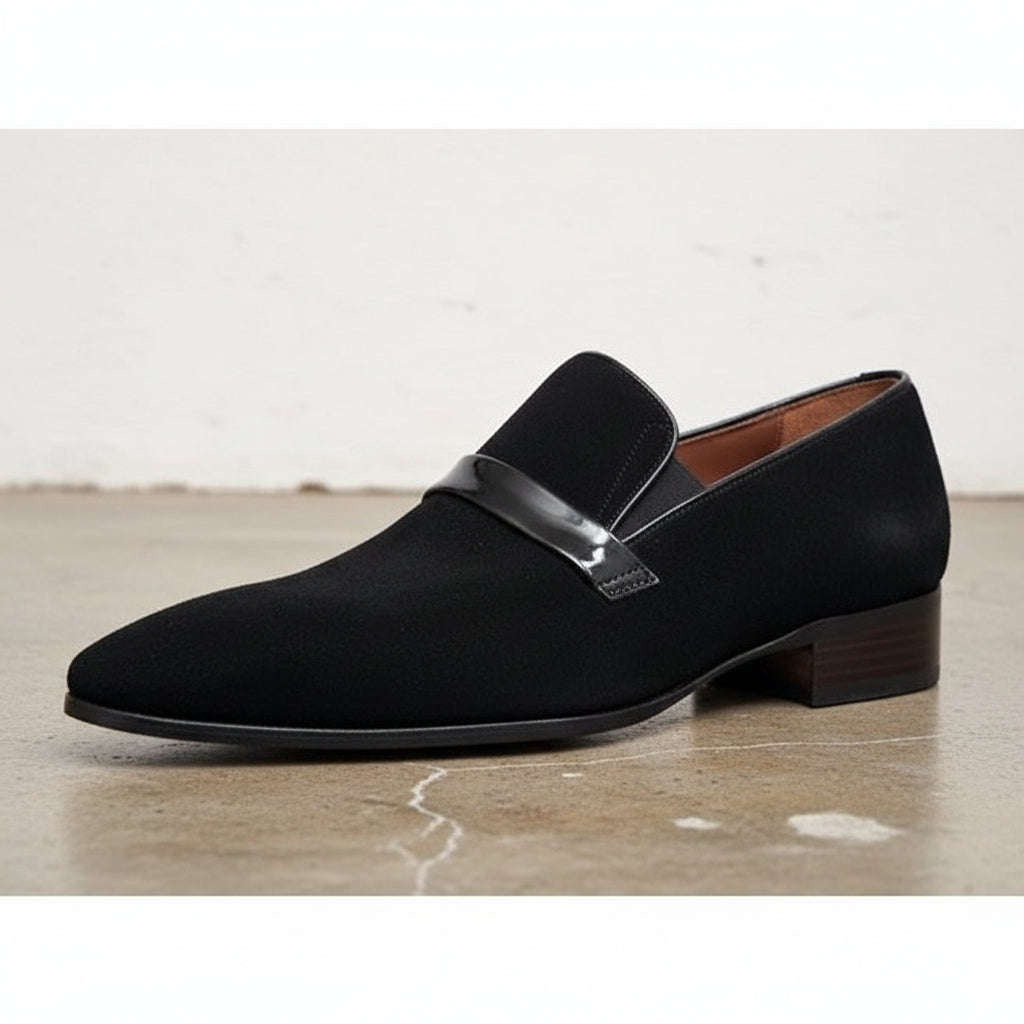 Handmade Men Pointed toe suede Shoes, Men party shoes, Men suede moccassins - detail-view-showing-texture