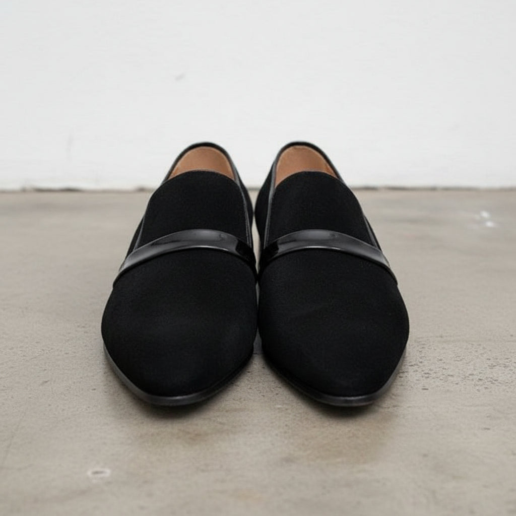 Handmade Men Pointed toe suede Shoes, Men party shoes, Men suede moccassins - front-view