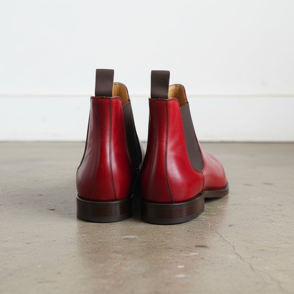 Handmade Men Red Leather Chelsea Boots, Red Ankle Boots, Classy Boots - back-view