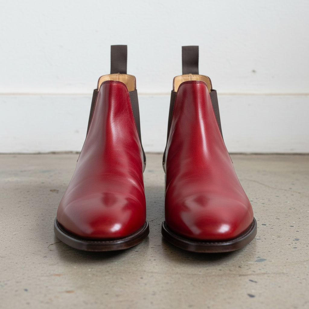 Handmade Men Red Leather Chelsea Boots, Red Ankle Boots, Classy
