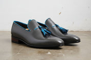 Handmade Men Shoes Mens Black Tassels Leather Shoes Dress Leather Shoes - front-view