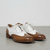 Handmade Men Spectator Shoes, Two Tone Shoes, Wingtip Casino Brogue Shoes - angle-view-showing-depth