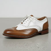 Handmade Men Spectator Shoes, Two Tone Shoes, Wingtip Casino Brogue Shoes - detail-view-showing-texture