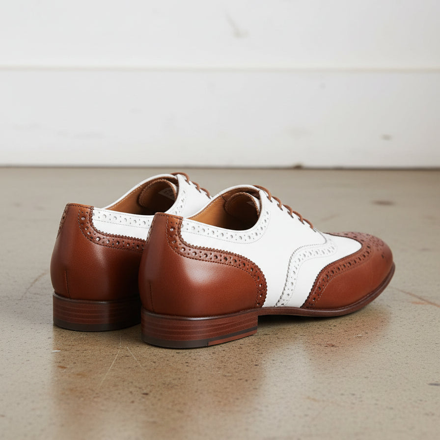 Handmade Men Spectators dress shoes, Men wing tip brogue Casino shoes - 3-4-right-view