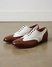 Handmade Men Spectators dress shoes, Men wing tip brogue Casino shoes - angle-view-showing-depth