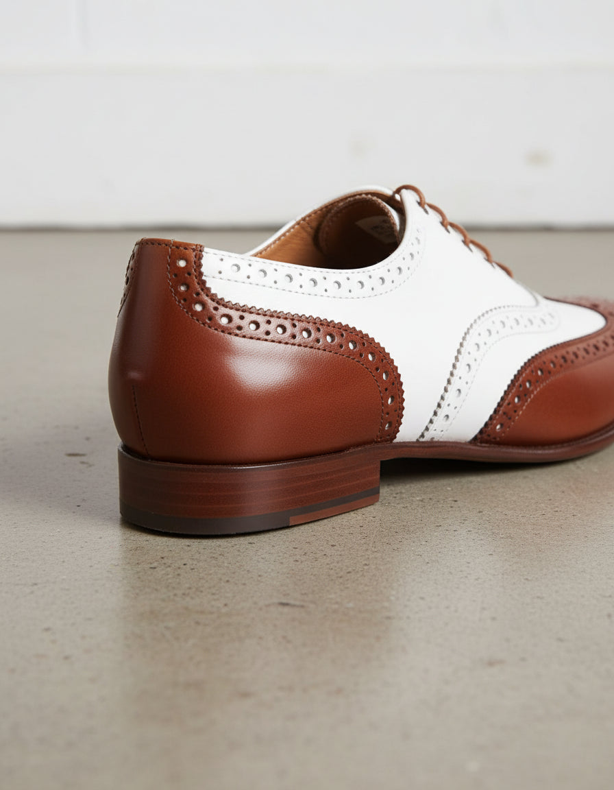 Handmade Men Spectators dress shoes, Men wing tip brogue Casino shoes - detail-view-showing-texture