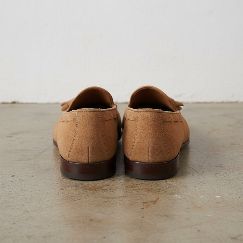 Handmade Men suede beige Shoes, Beige Loafer For mens , Party Suede Shoes