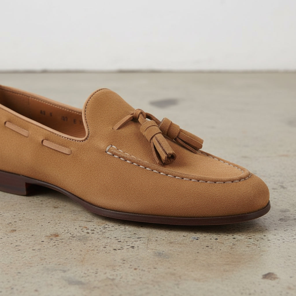 Handmade Men suede beige Shoes, Beige Loafer For mens , Party Suede Shoes