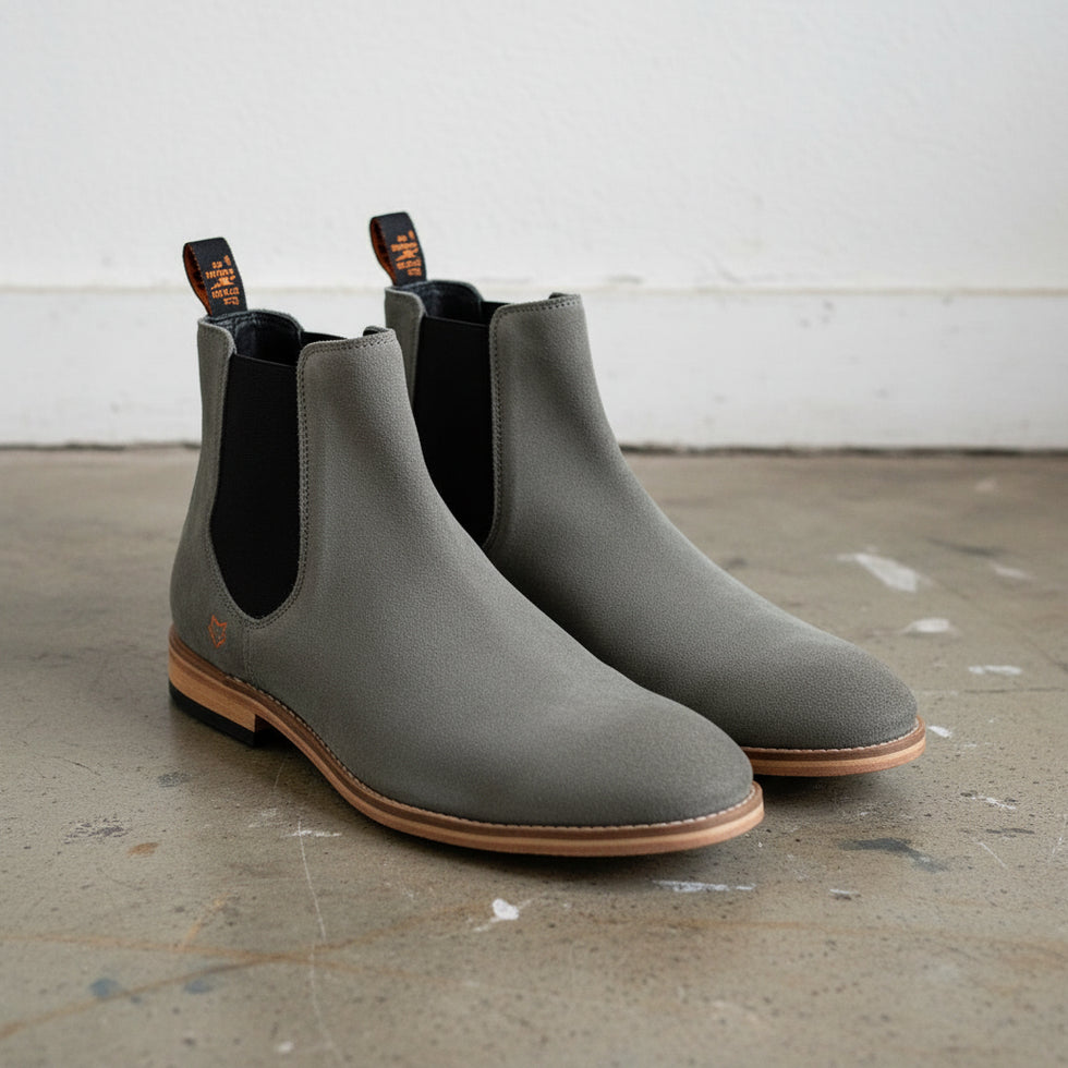 Men's Gray Suede Chelsea Boots - Handmade Ankle Footwear – Rebels Market