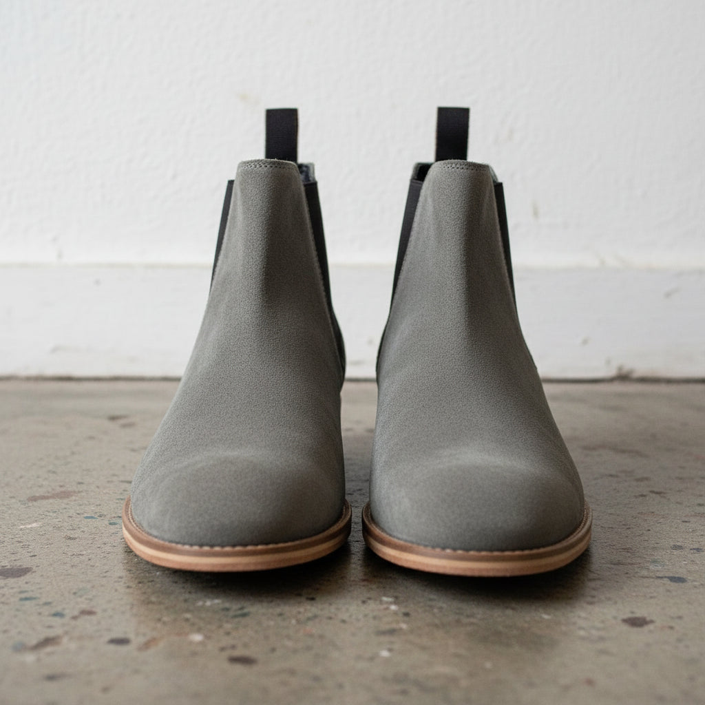 Handmade Men Suede Chelsea Boots, Gray Color Ankle Boots, All Sizes
