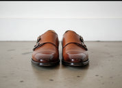 Handmade Men Tan brown Double monk Chukka dress boot, Formal boots for men - front-view