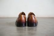 Handmade Men Tan brown dress shoes, Men brown leather brogue oxfords shoes - back-view
