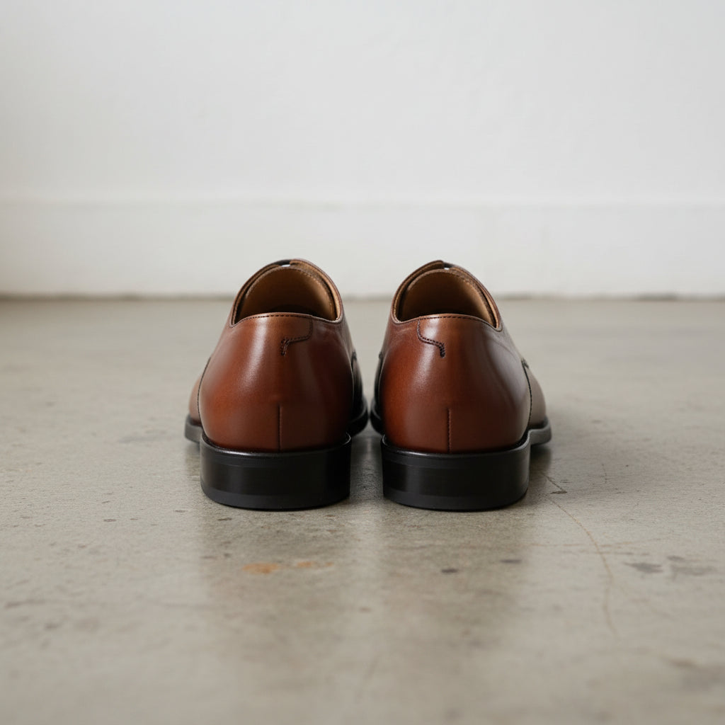 Handmade Men Tan Brown Dress Shoes, Men Brown Leather lace up Oxfords Shoes - back-view