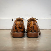 Handmade Men Tan Brown Dress Shoes, Men crocodile Leather Oxfords Shoes - back-view