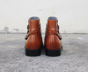 Handmade Men Tan Brown Jodhpurs Ankle Boot, Tan Color Ankle Casual Boot