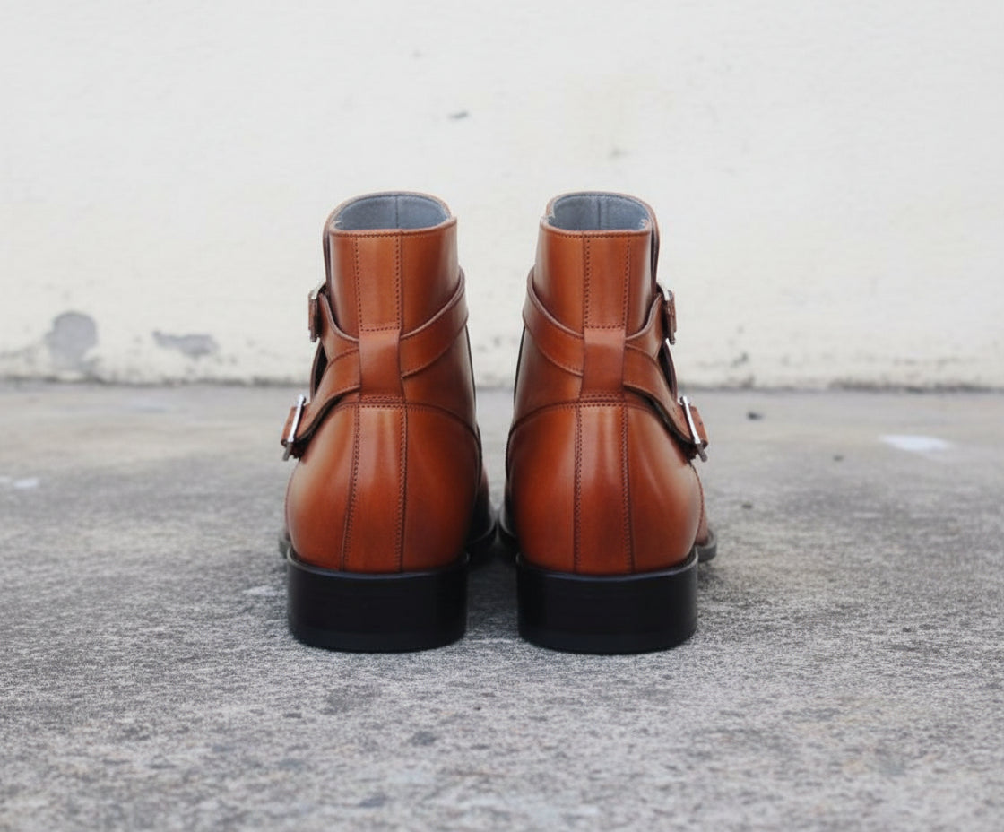 Handmade Men Tan Brown Jodhpurs Ankle Boot, Tan Color Ankle Casual Boot