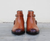 Handmade Men Tan Brown Jodhpurs Ankle Boot, Tan Color Ankle Casual Boot