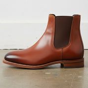 Handmade Men Tan color Calf leather Chelsea dress boot, Men ankle boot