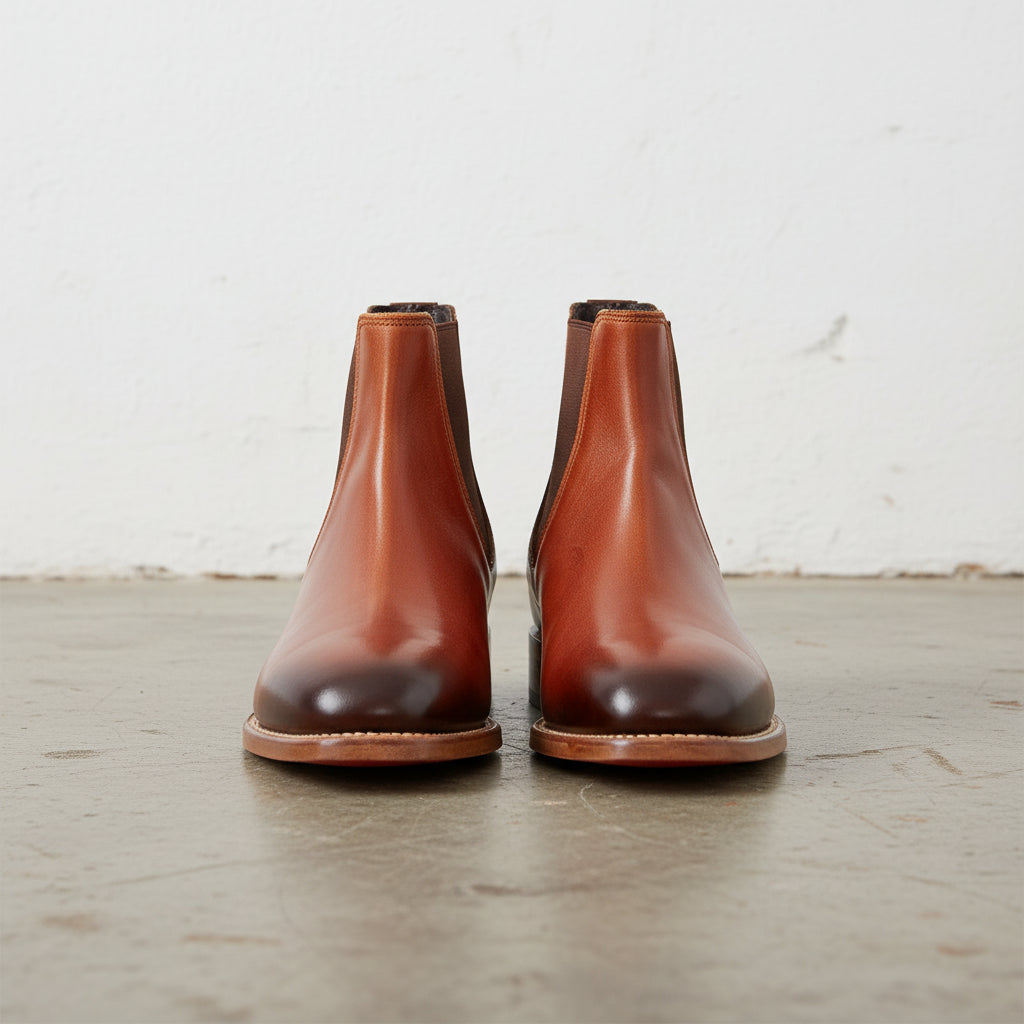 Handmade Men Tan color Calf leather Chelsea dress boot, Men ankle boot