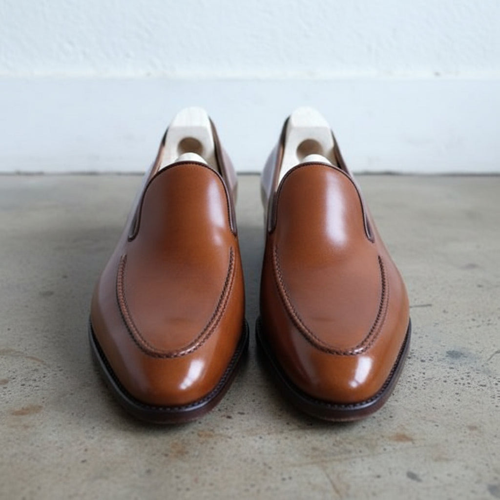 Handmade Men Tan Color Leather Shoes Moccasins Tan Leather Formal Shoes