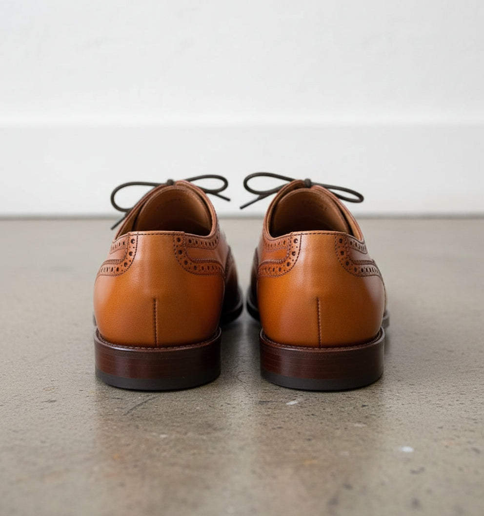 Handmade Men Tan Leather Brogue Dress Shoes, Men's Shoes Fashion, - back-view