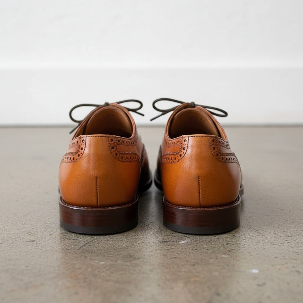 Handmade Men Tan Leather Brogue Dress Shoes, Men's Shoes Fashion, - back-view