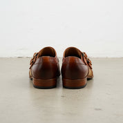 Handmade Men Tan leather double buckle shoes, Men Oxfords shoes - back-view