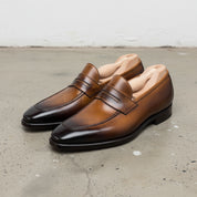 Handmade Men tan leather moccasins, Men dress shoes, dress shoes for men - 3-4-right-view