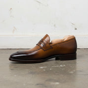 Handmade Men tan leather moccasins, Men dress shoes, dress shoes for men - detail-view-showing-texture