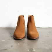 Handmade Men Tan Suede Leather Zipper Boots, Men Biker Zipper Boots - front-view