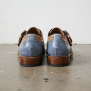 Handmade Men Three Tone Wing Tip Brogue Shoes, Designer Formal Shoes - back-view