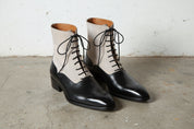 Handmade Men Two Tone Ankle Boots, Dress Boots, Leather Boot For - angle-view-showing-depth