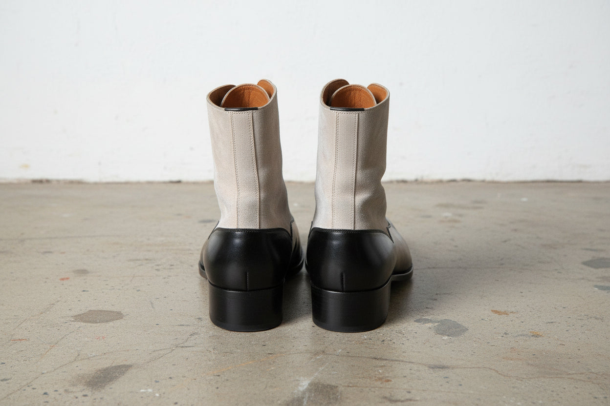 Handmade Men Two Tone Ankle Boots, Dress Boots, Leather Boot For - back-view