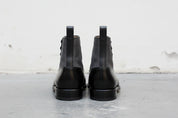 Handmade Men Two Tone Button Boot, Black And Gray Ankle Boots, Boot - back-view