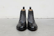 Handmade Men Two Tone Button Boot, Black And Gray Ankle Boots, Boot - front-view