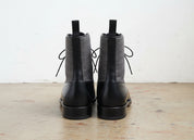 Handmade Men Two Tone Cap Toe Boots, Black And Gray Ankle Lace Up Boots