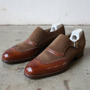 Handmade Men Two Tone Formal Monk Shoes, Designer Dress Shoes, Shoe