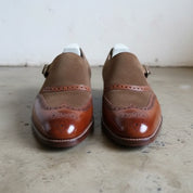 Handmade Men Two Tone Formal Monk Shoes, Designer Dress Shoes, Shoe
