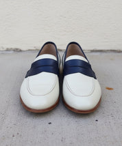Handmade Men Two Tone Formal Shoes, Blue And White Dress Shoes
