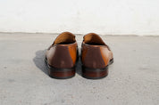 Handmade Men two tone leather moccasins, Men suede and leather Penny Loafer - back-view