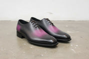 Handmade Men two tone Patina leather Oxford shoes, Men two tone dress shoes - angle-view-showing-depth