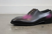 Handmade Men two tone Patina leather Oxford shoes, Men two tone dress shoes - detail-view-showing-texture