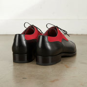 Handmade Men Two Tone Red And Black Formal Shoes, Mens Oxford Dress Shoes, - back-view