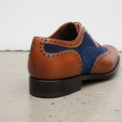 Handmade Men Two Tone Shoes, Suede Leather Shoes, Wingtip Brogue Dress - detail-view-showing-texture